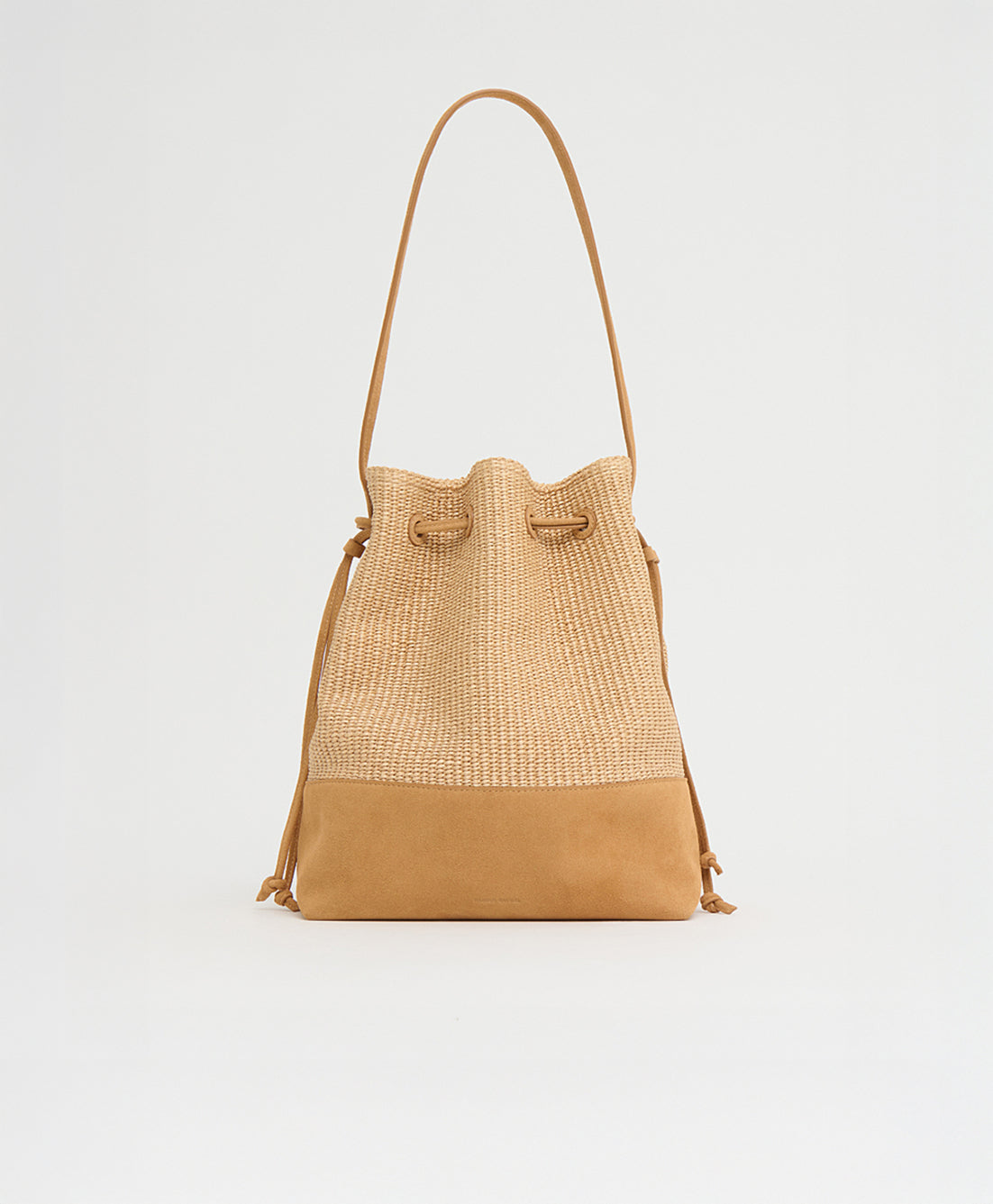 Mansurgavriel Drawstring Cabas - Natural Raffia/Budino Suede