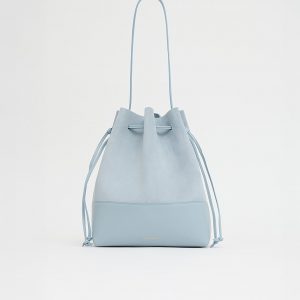 Mansurgavriel Drawstring Cabas - Baby Blue Suede/Baby Blue