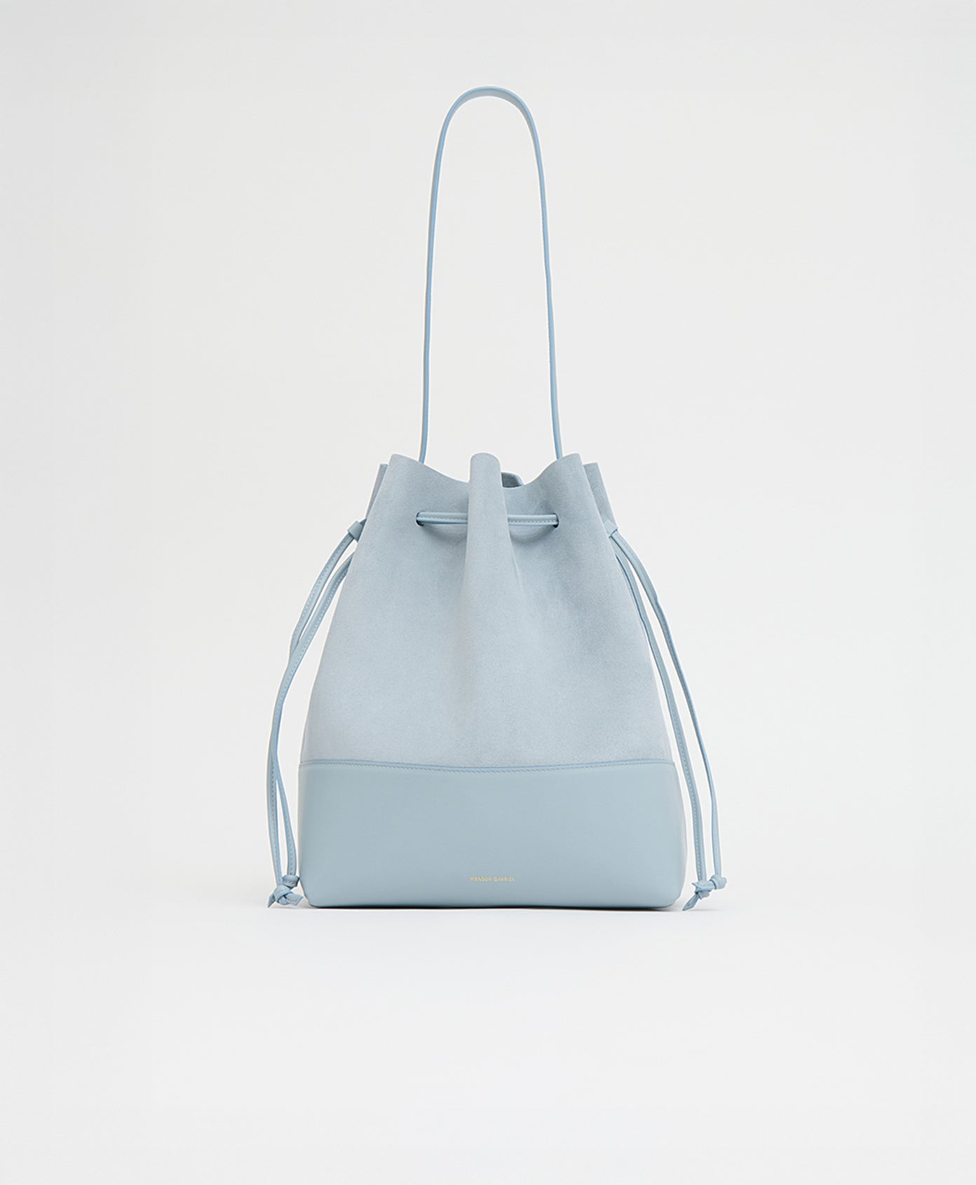 Mansurgavriel Drawstring Cabas - Baby Blue Suede/Baby Blue