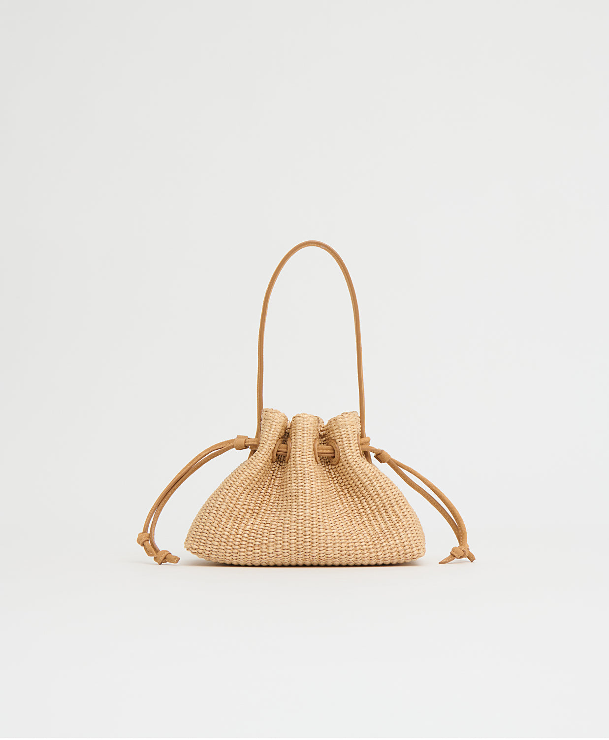 Mansurgavriel Drawstring Pouchette - Natural Raffia/Budino Suede