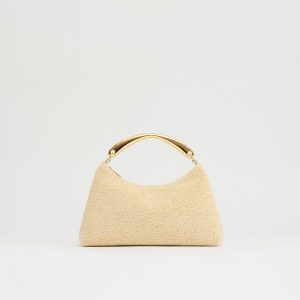 Mansurgavriel Metal Handle Rhea - Jasmine Textured Raffia