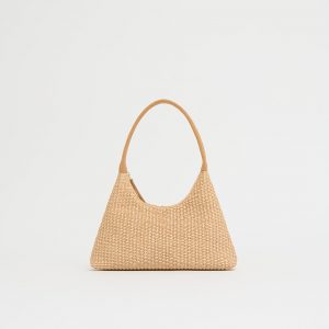 Mansurgavriel Mini Candy Bag - Natural Raffia/Budino Suede
