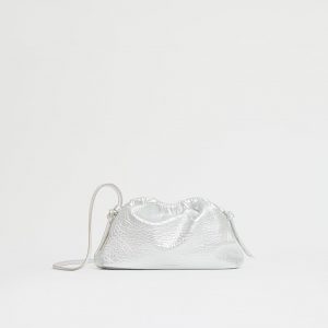 Mansurgavriel Mini Cloud Clutch - Tumbled Silver