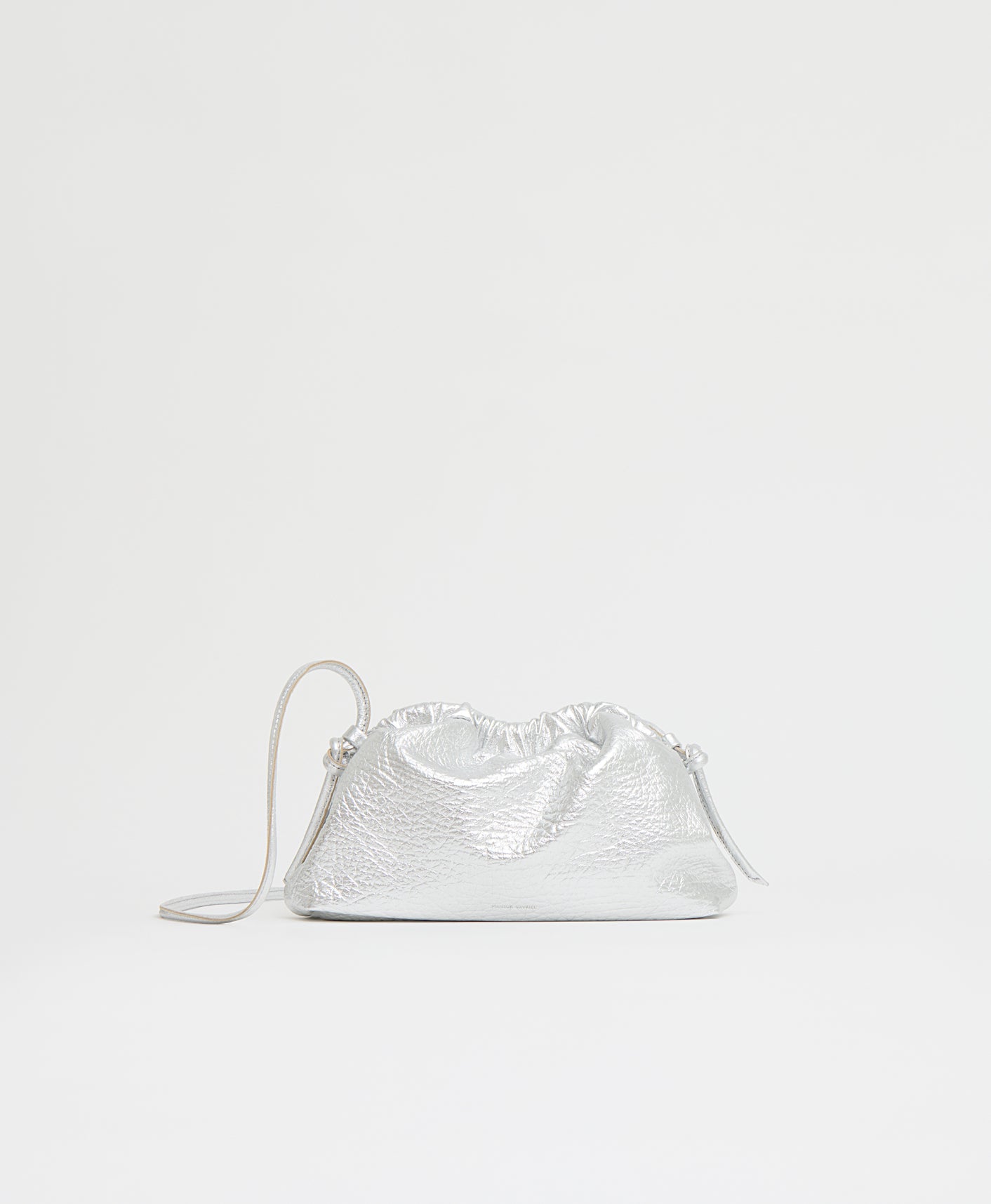 Mansurgavriel Mini Cloud Clutch - Tumbled Silver