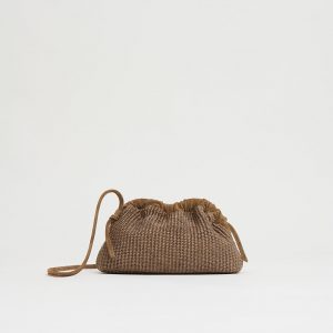 Mansurgavriel Mini Cloud Clutch - Anise Raffia/Anise Suede