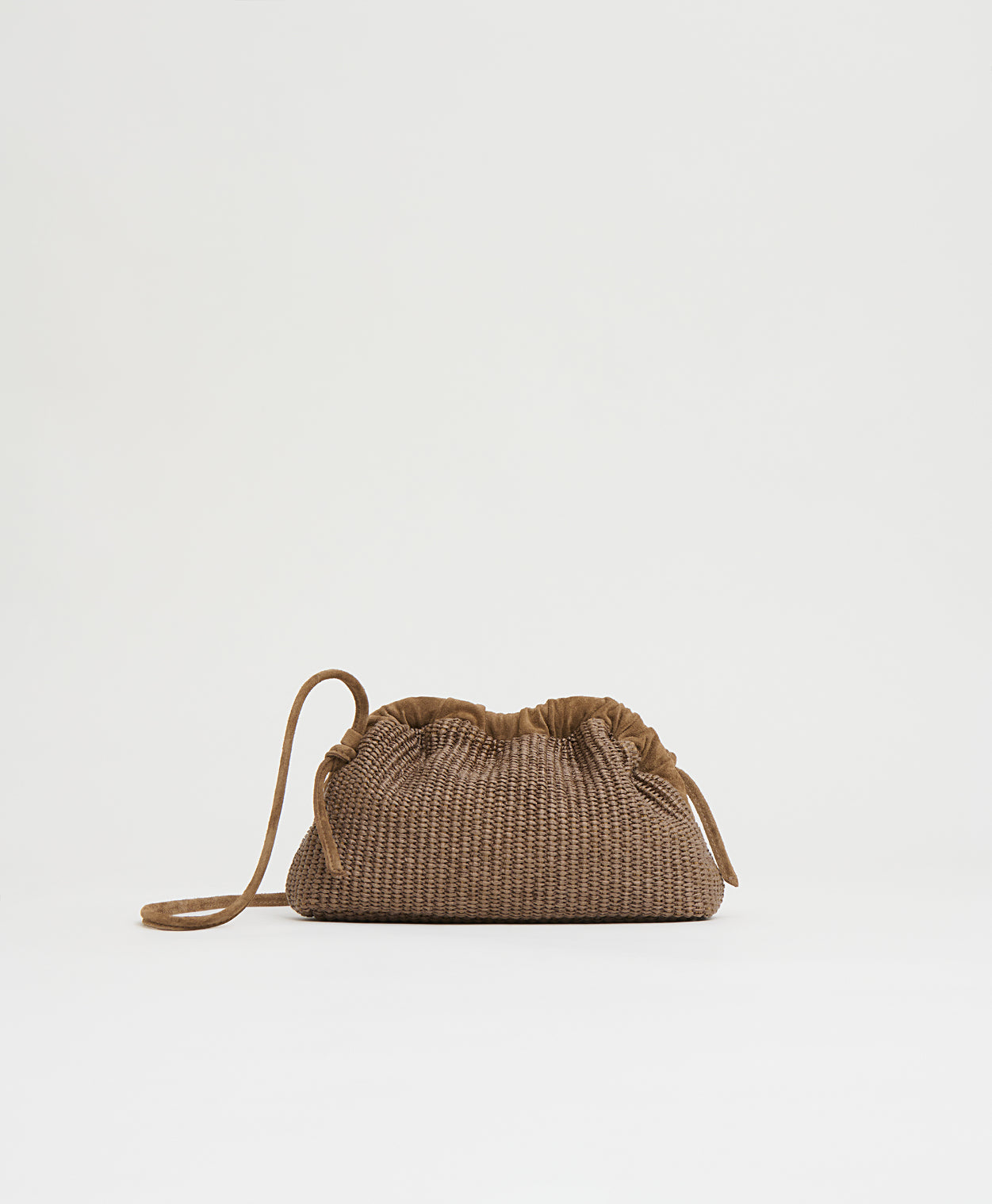 Mansurgavriel Mini Cloud Clutch - Anise Raffia/Anise Suede