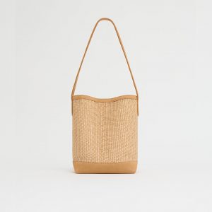 Mansurgavriel Small Everyday Cabas - Natural Raffia/Budino Suede