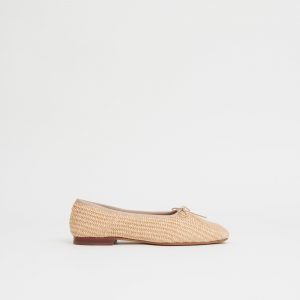 Mansurgavriel Square Toe Ballerina - Natural Raffia