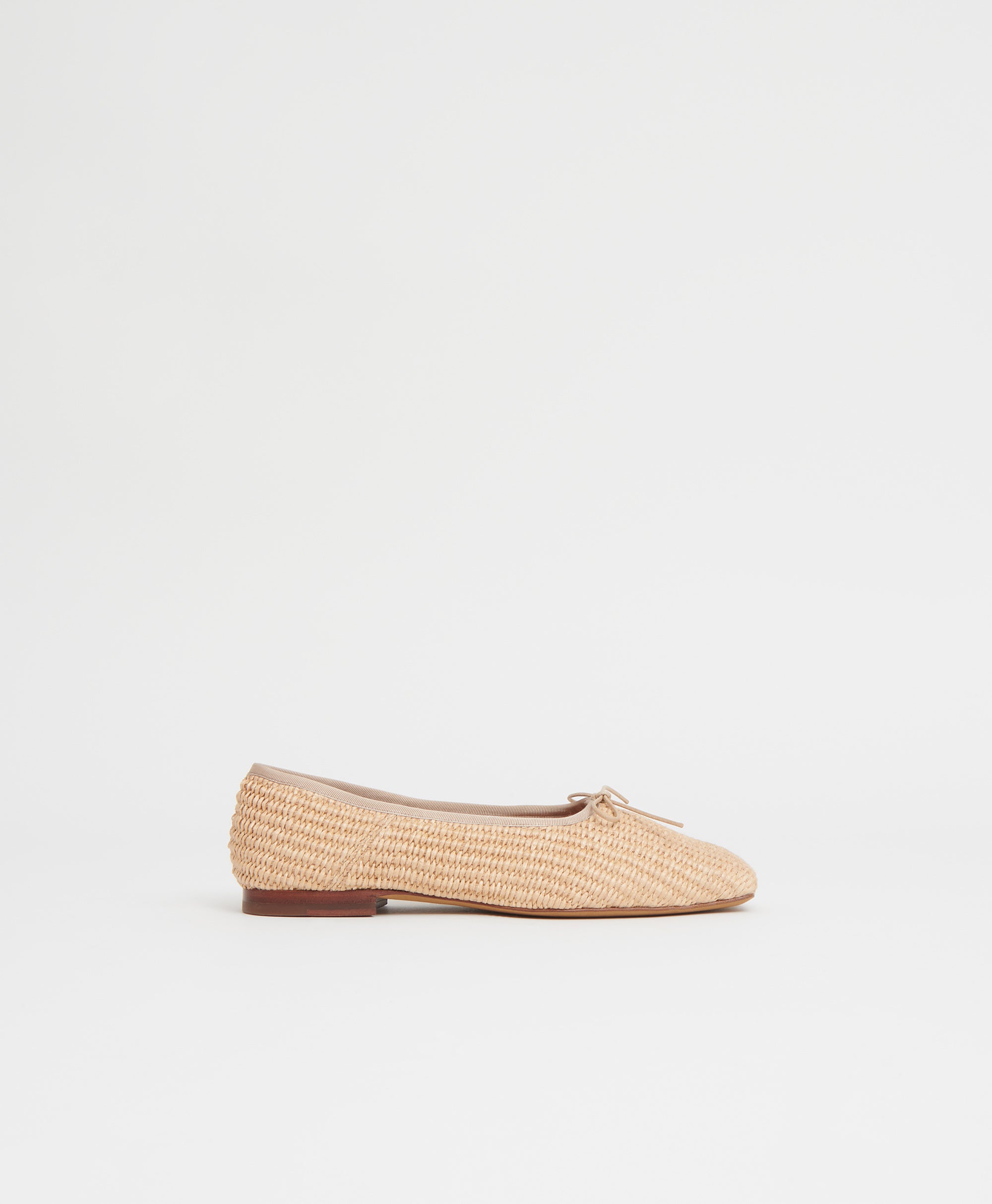 Mansurgavriel Square Toe Ballerina - Natural Raffia