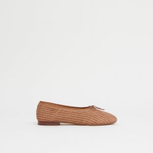 Mansurgavriel Raffia Dream Ballerina - Caramel