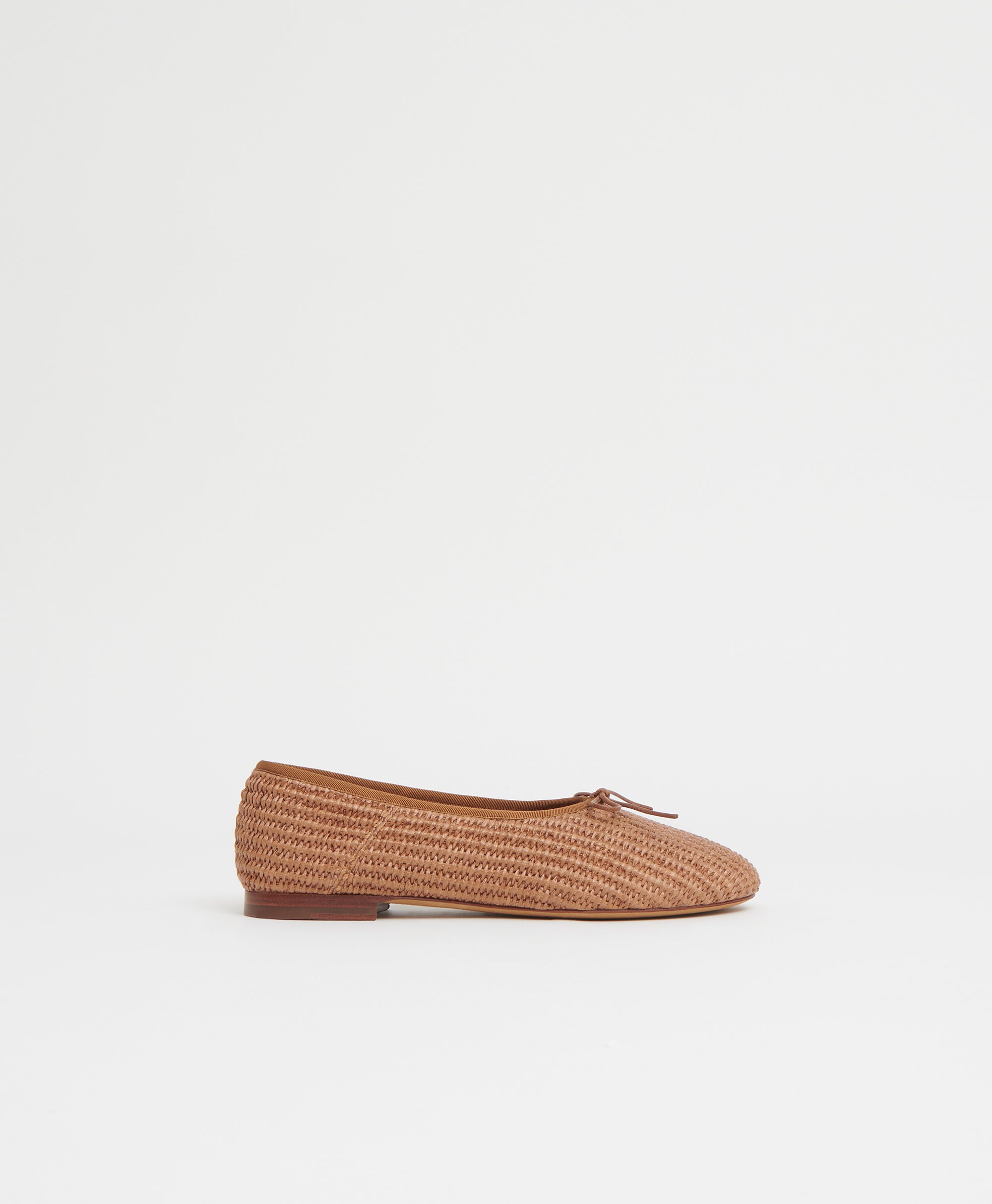 Mansurgavriel Raffia Dream Ballerina - Caramel