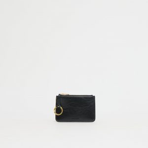 Mansurgavriel Keychain Zip Case - Crinkled Black