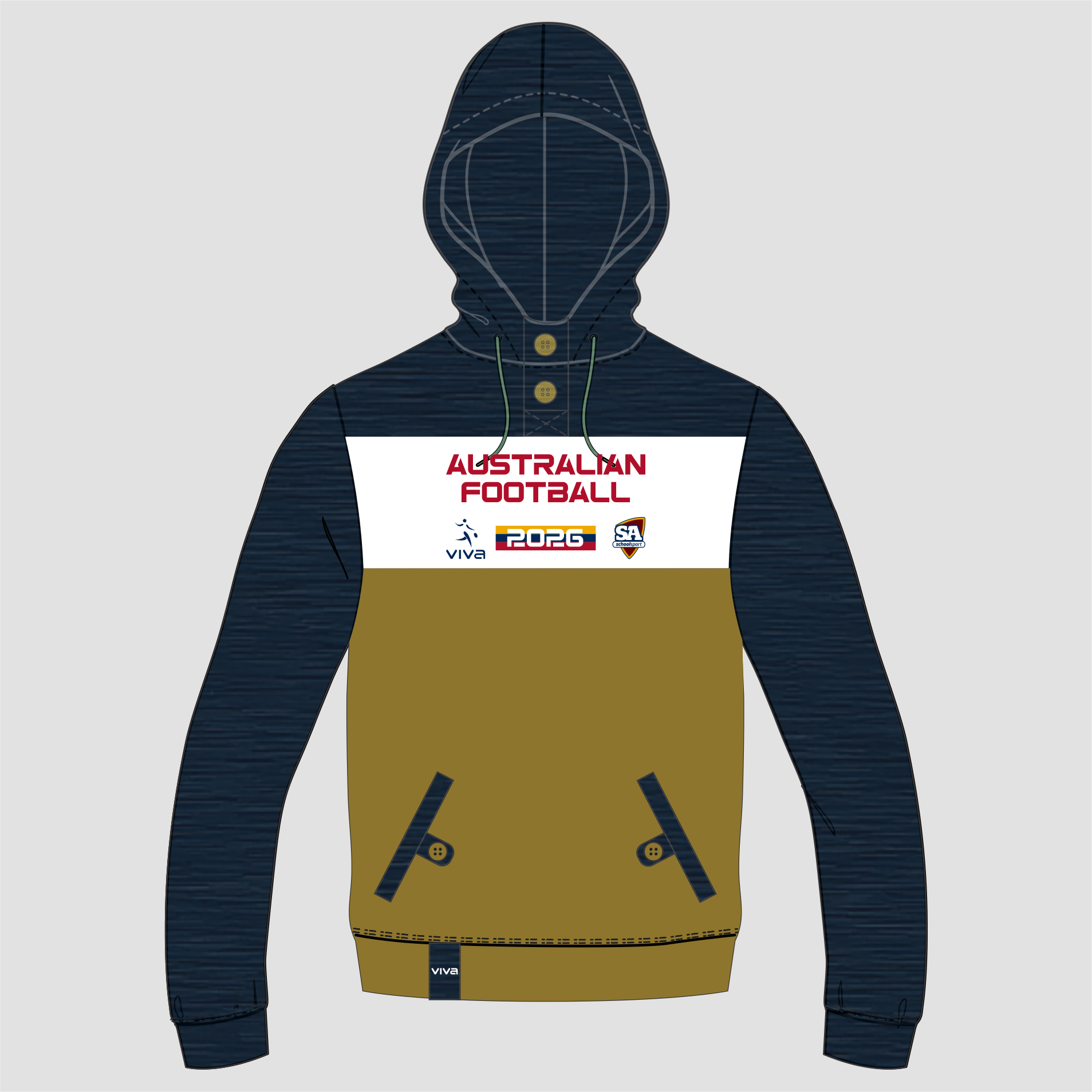 Viva10 SSSA AUSTRALIAN FOOTBALL EVENT HOODIE BEIGE ADULTS