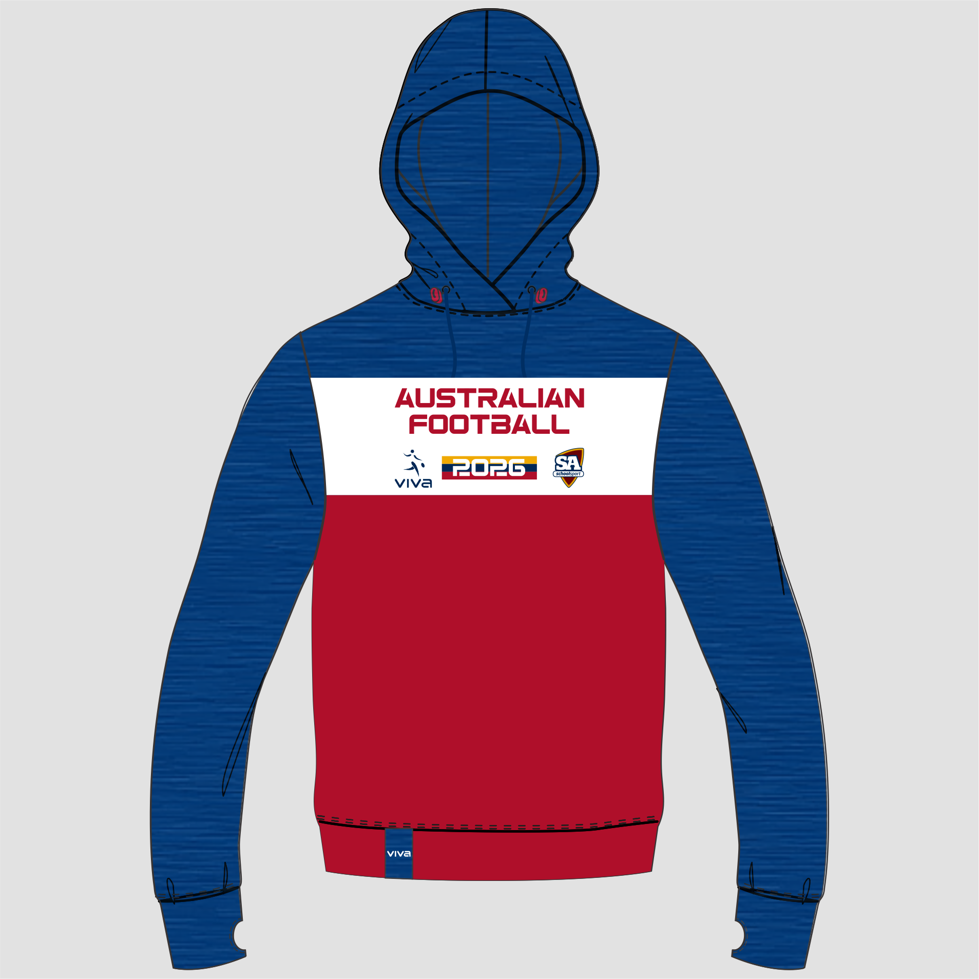 Viva10 SSSA AUSTRALIAN FOOTBALL EVENT HOODIE NAVY RED WH