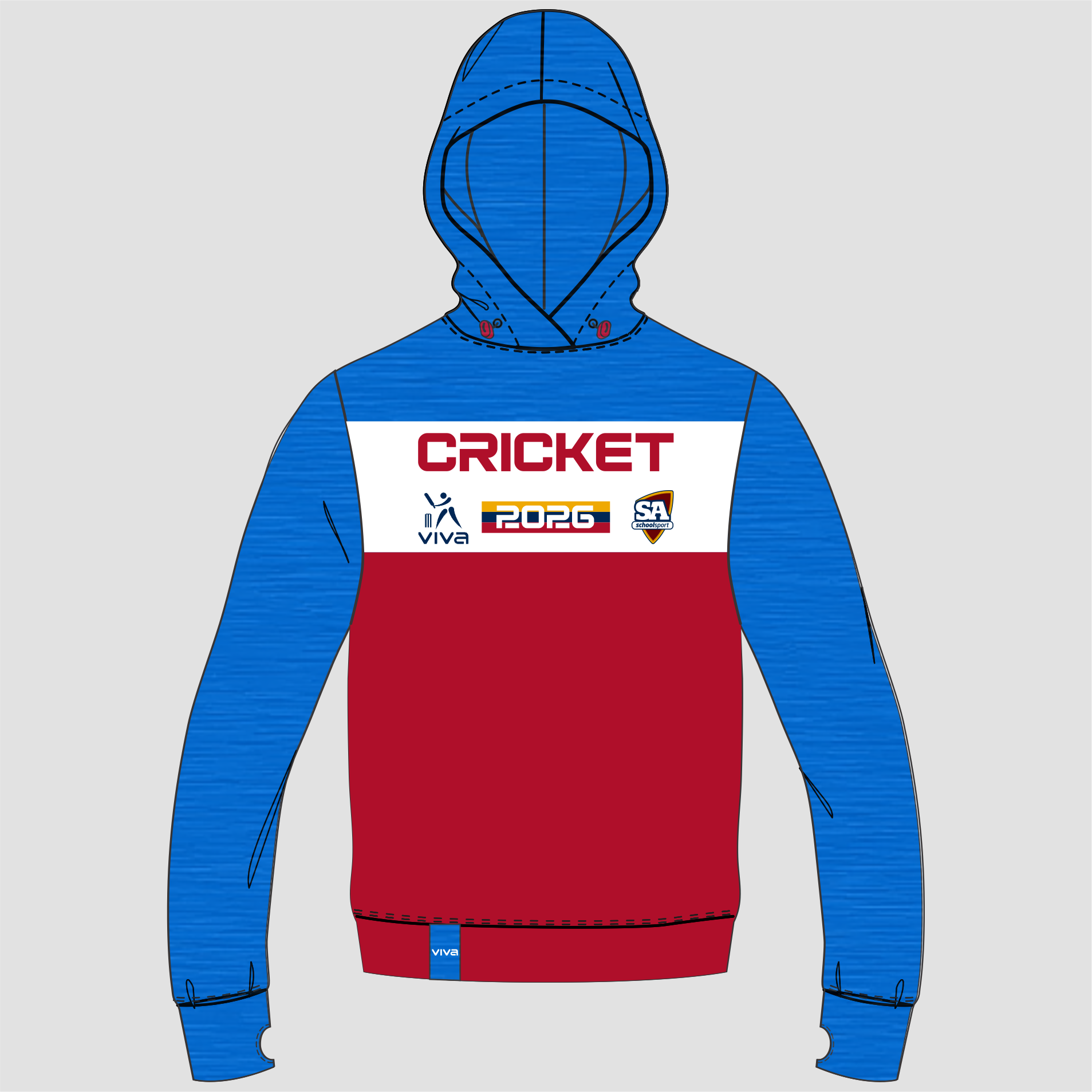 Viva10 SSSA CRICKET EVENT HOODIE SKY WH RED