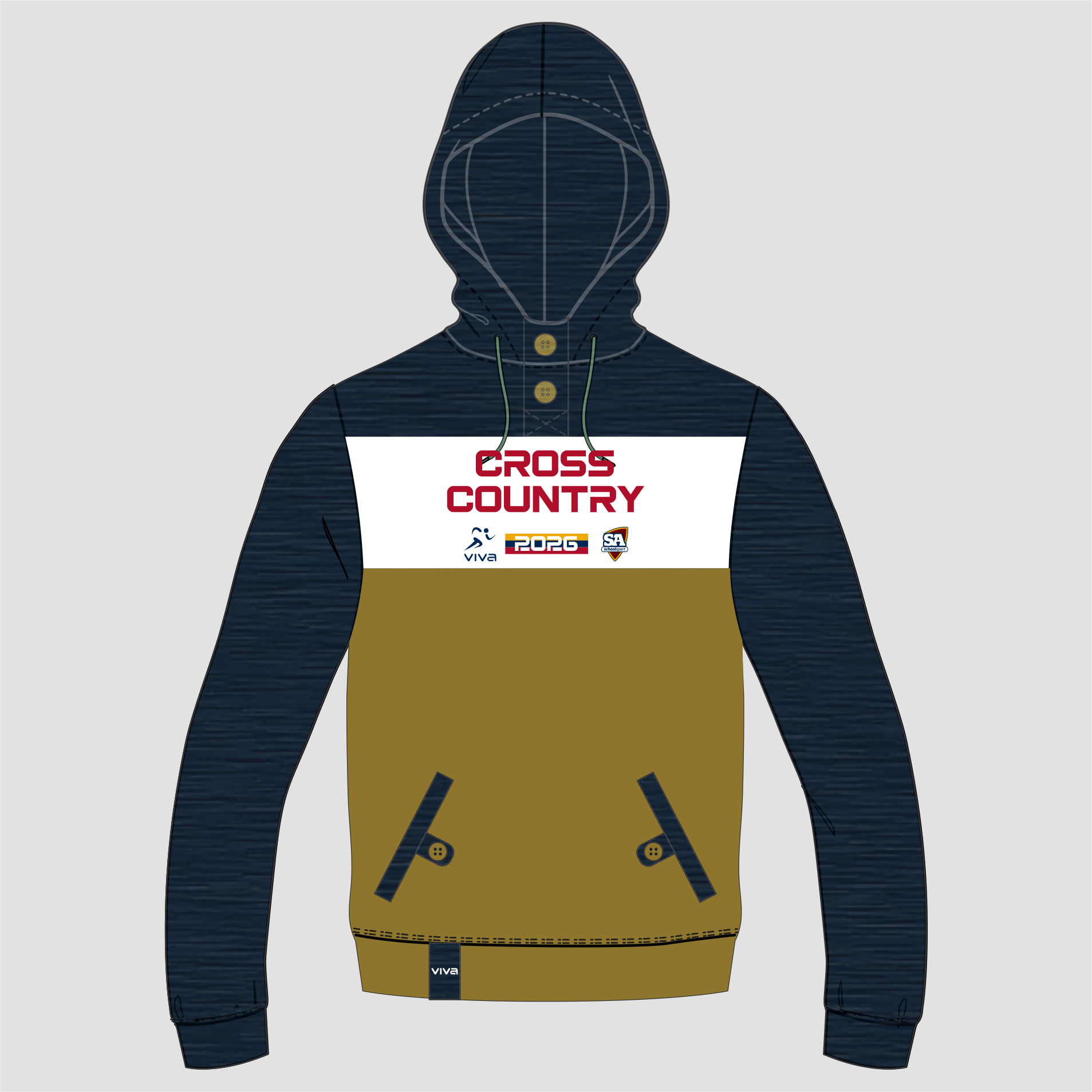 Viva10 SSSA CROSS COUNTRY EVENT HOODIE BEIGE/GREEN