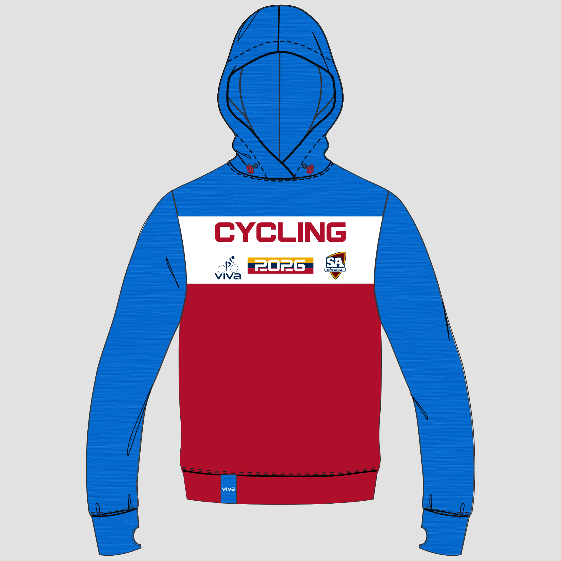 Viva10 SSSA CYCLING EVENT HOODIE SKY RED WH