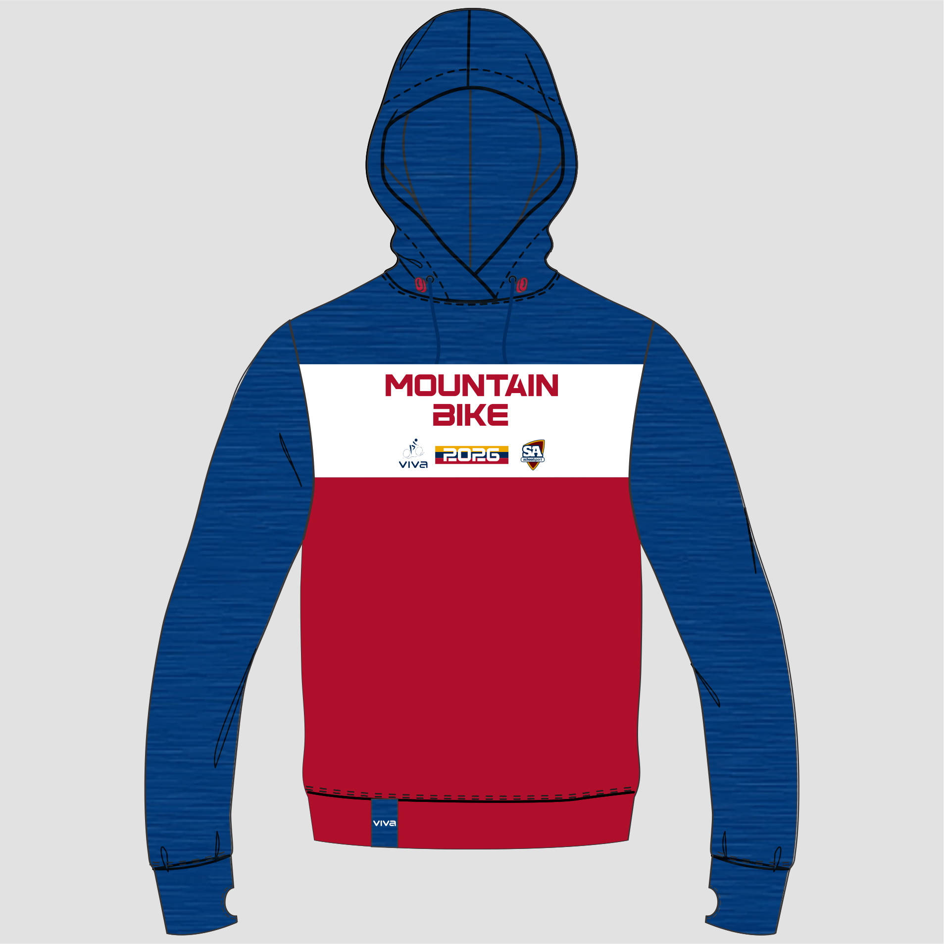 Viva10 SSSA MOUNTAIN BIKE EVENT HOODIE NAVY RED WH