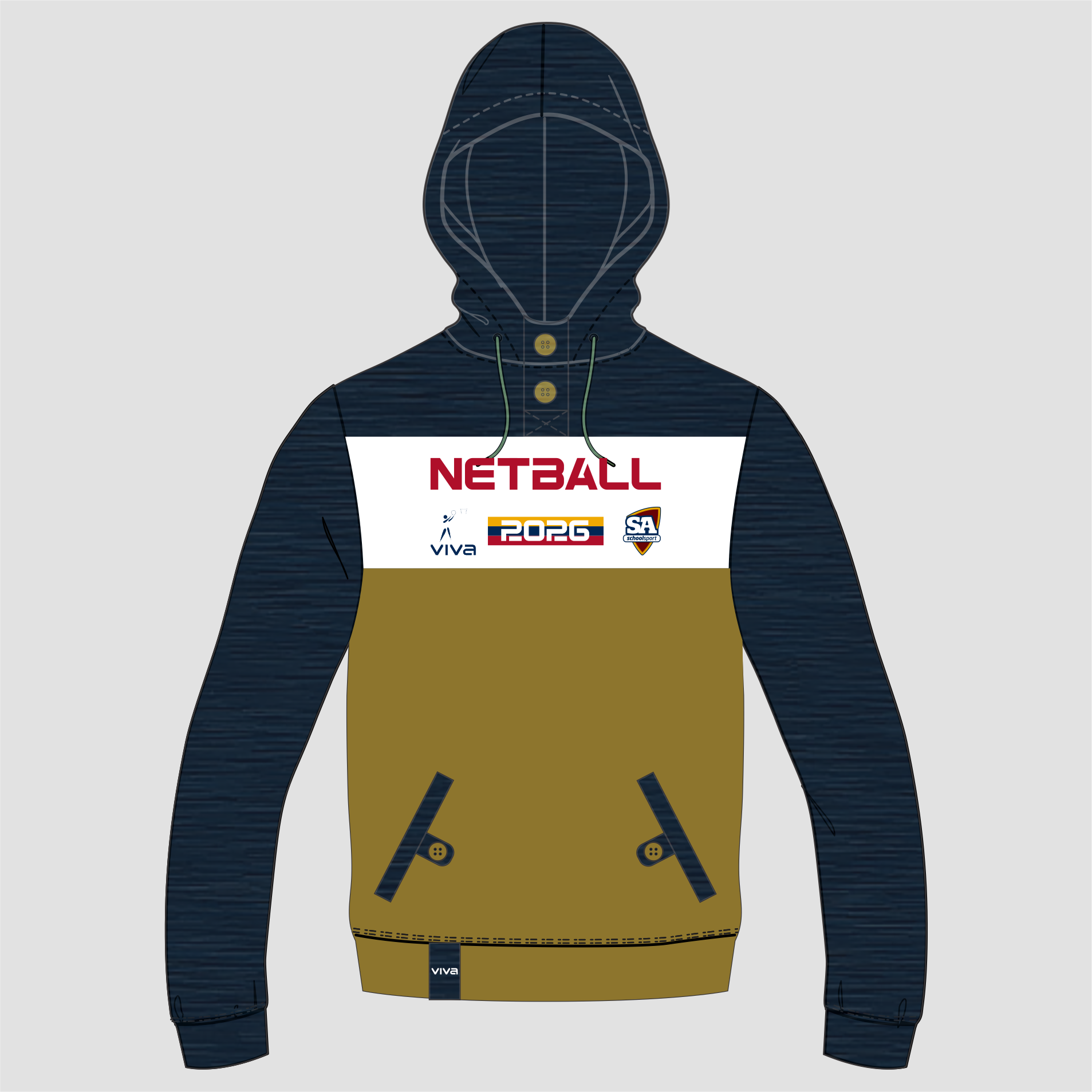 Viva10 SSSA NETBALL EVENT HOODIE BEIGE ADULTS