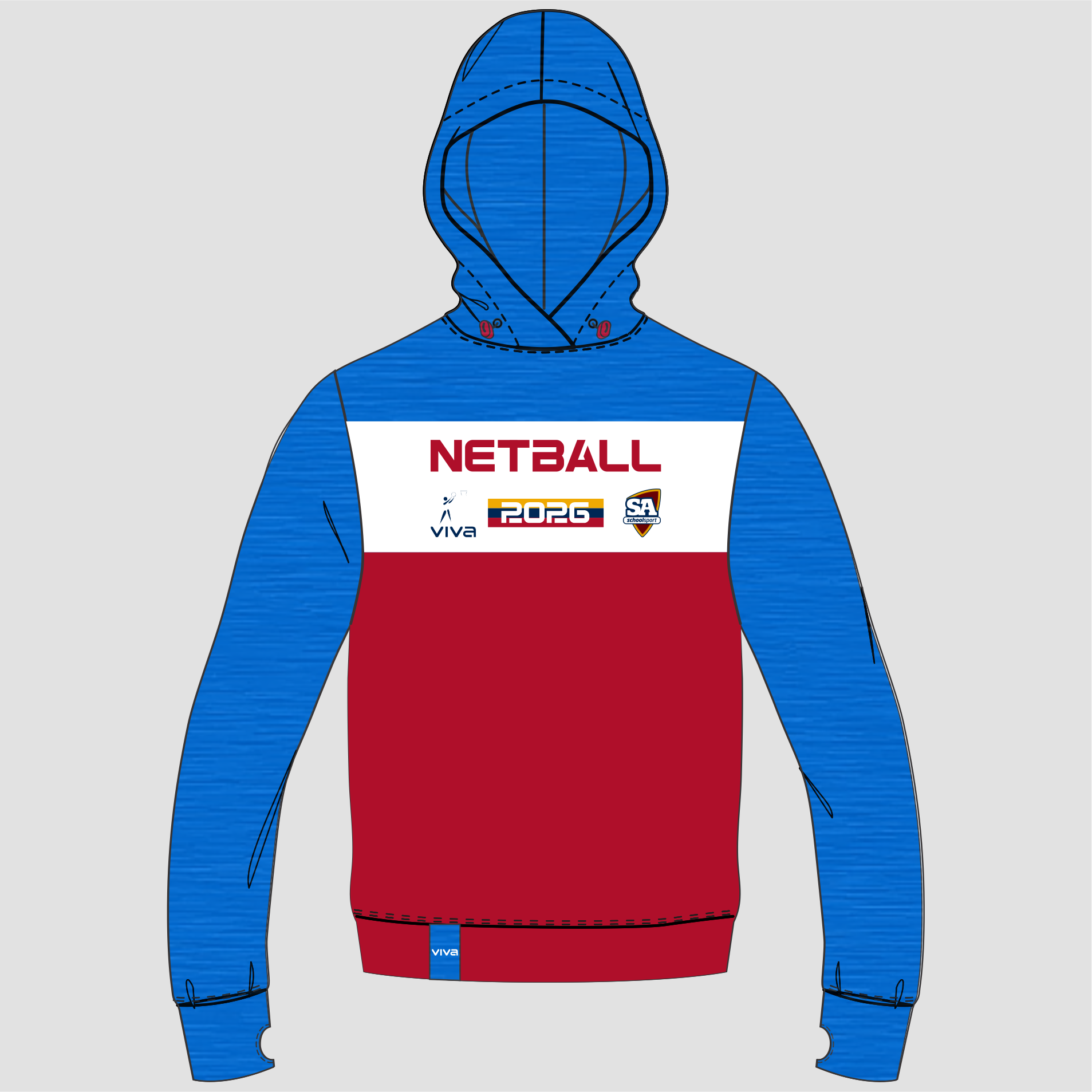 Viva10 SSSA NETBALL EVENT HOODIE SKY ROYAL WH