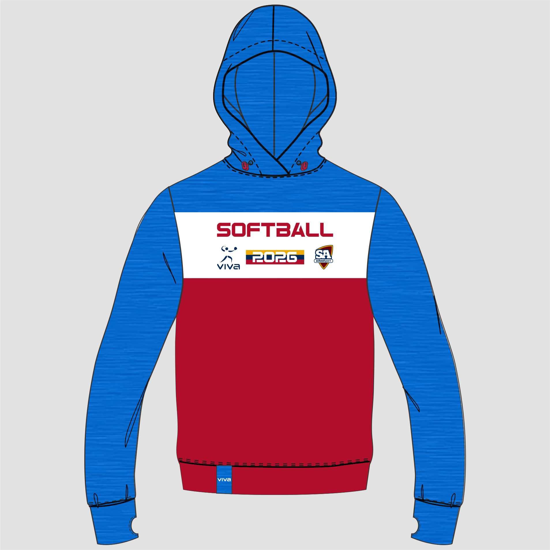 Viva10 SSSA SOFTBALL EVENT HOODIE SKY RED WH