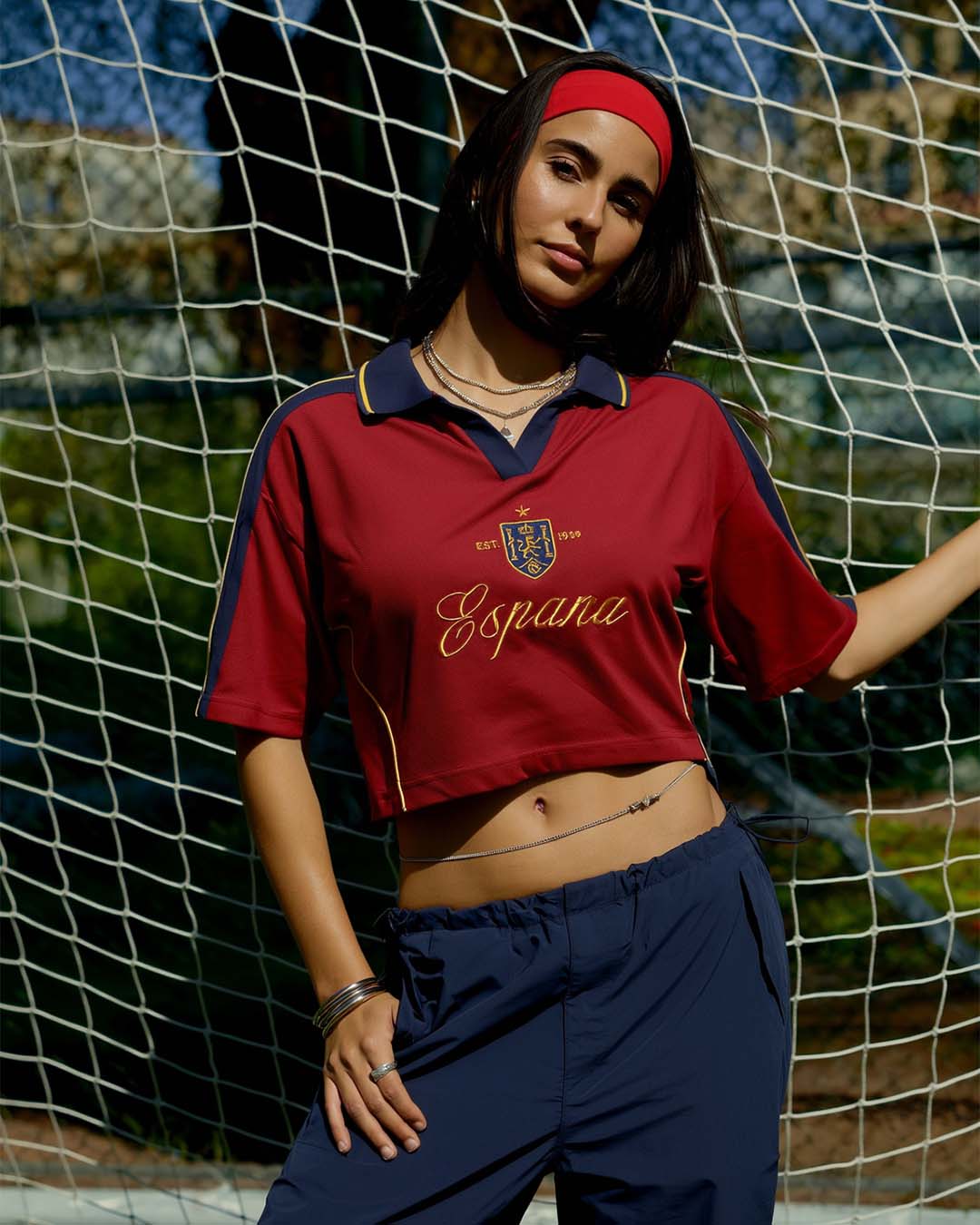 Shop Football Spain Women's Oversized Cropped Polo