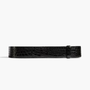 Khaite Theo Waist Belt in Black Croc-Embossed Leather