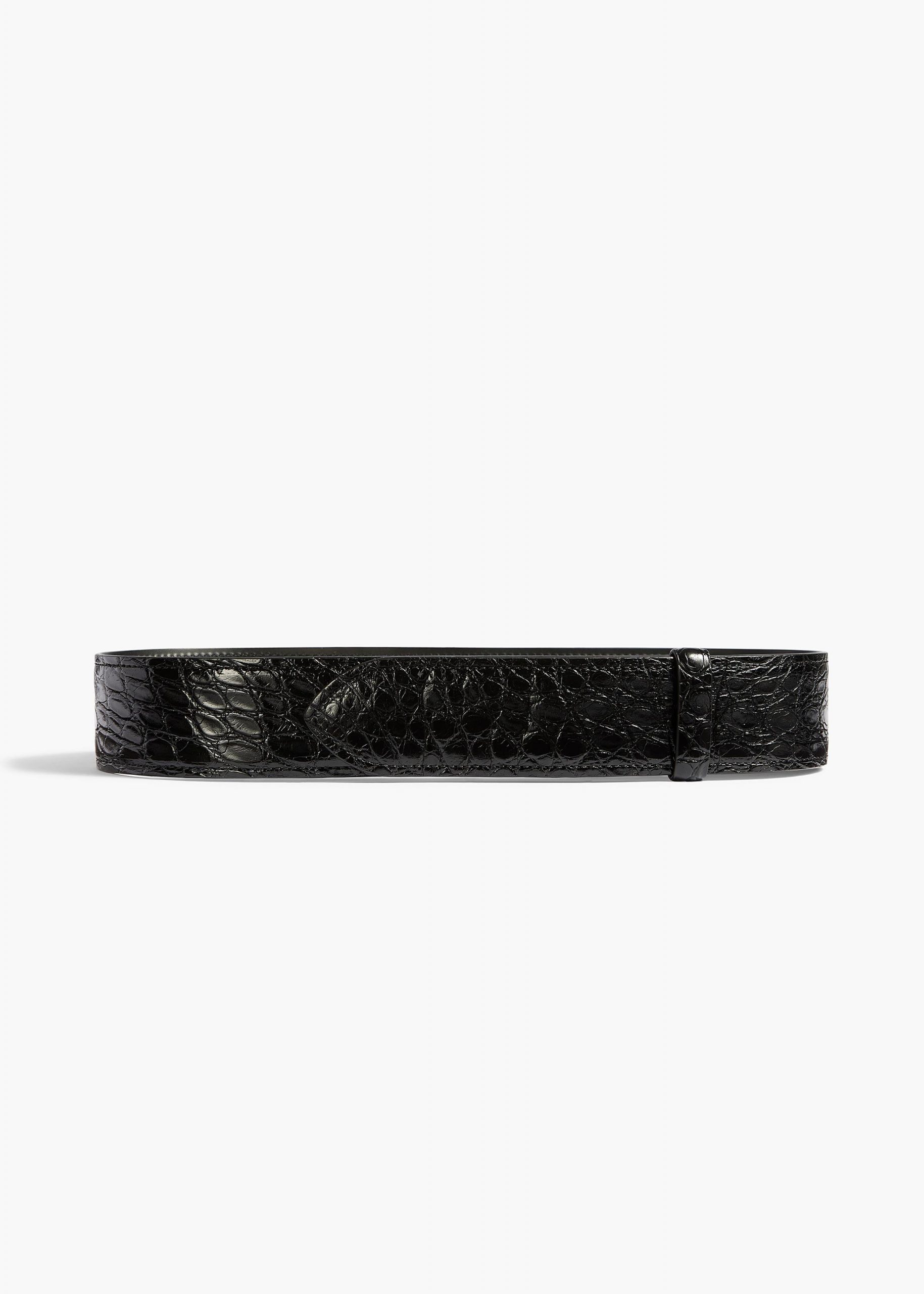 Khaite Theo Waist Belt in Black Alligator