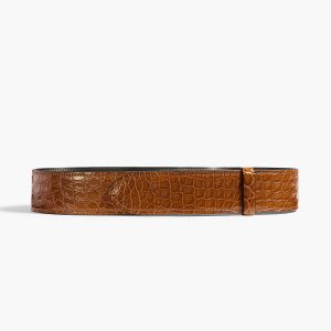 Khaite Theo Waist Belt in Dark Honey Alligator