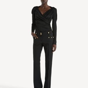 Balmain Top drapé en jersey fluide