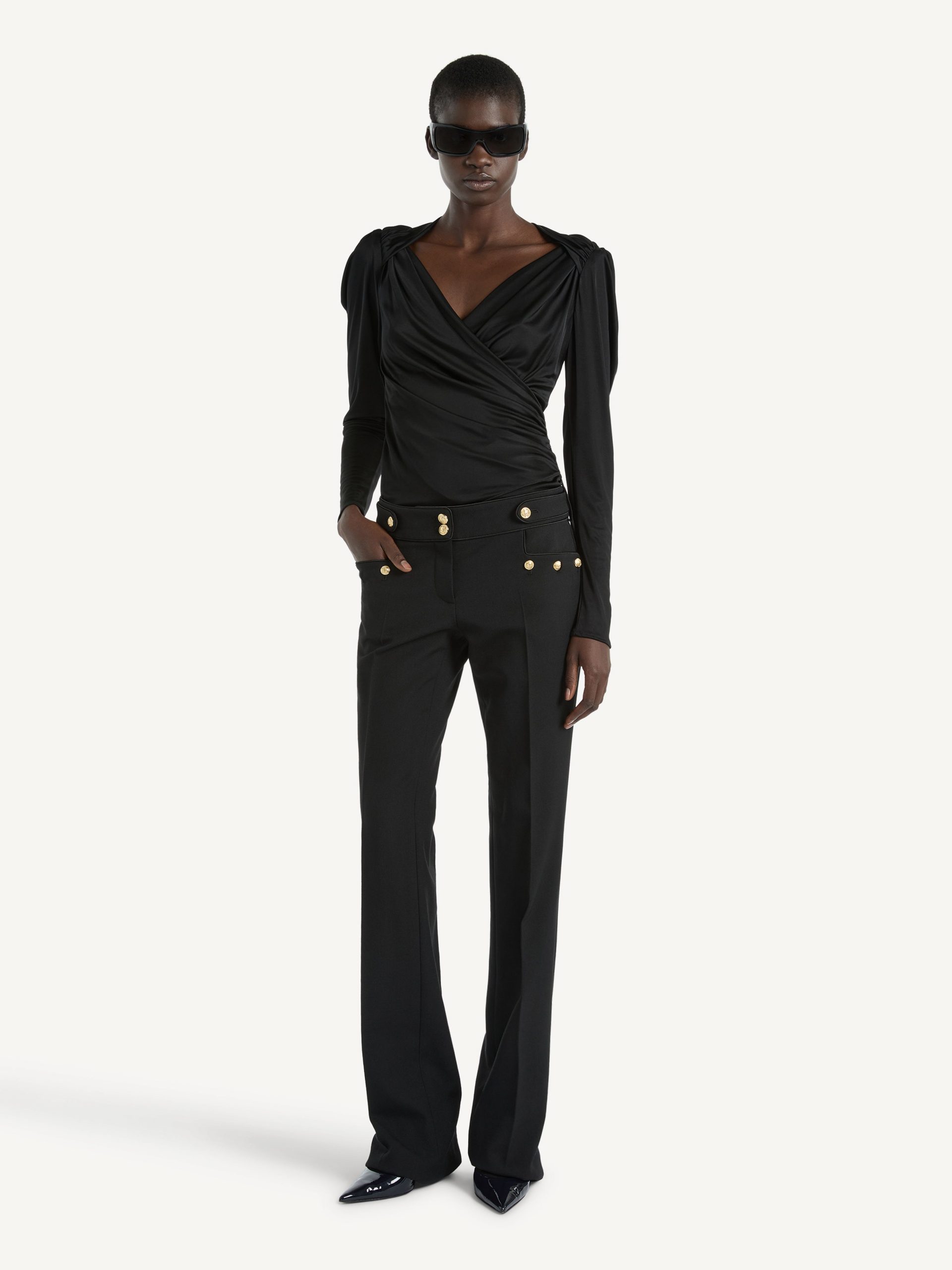 Balmain Top drapé en jersey fluide