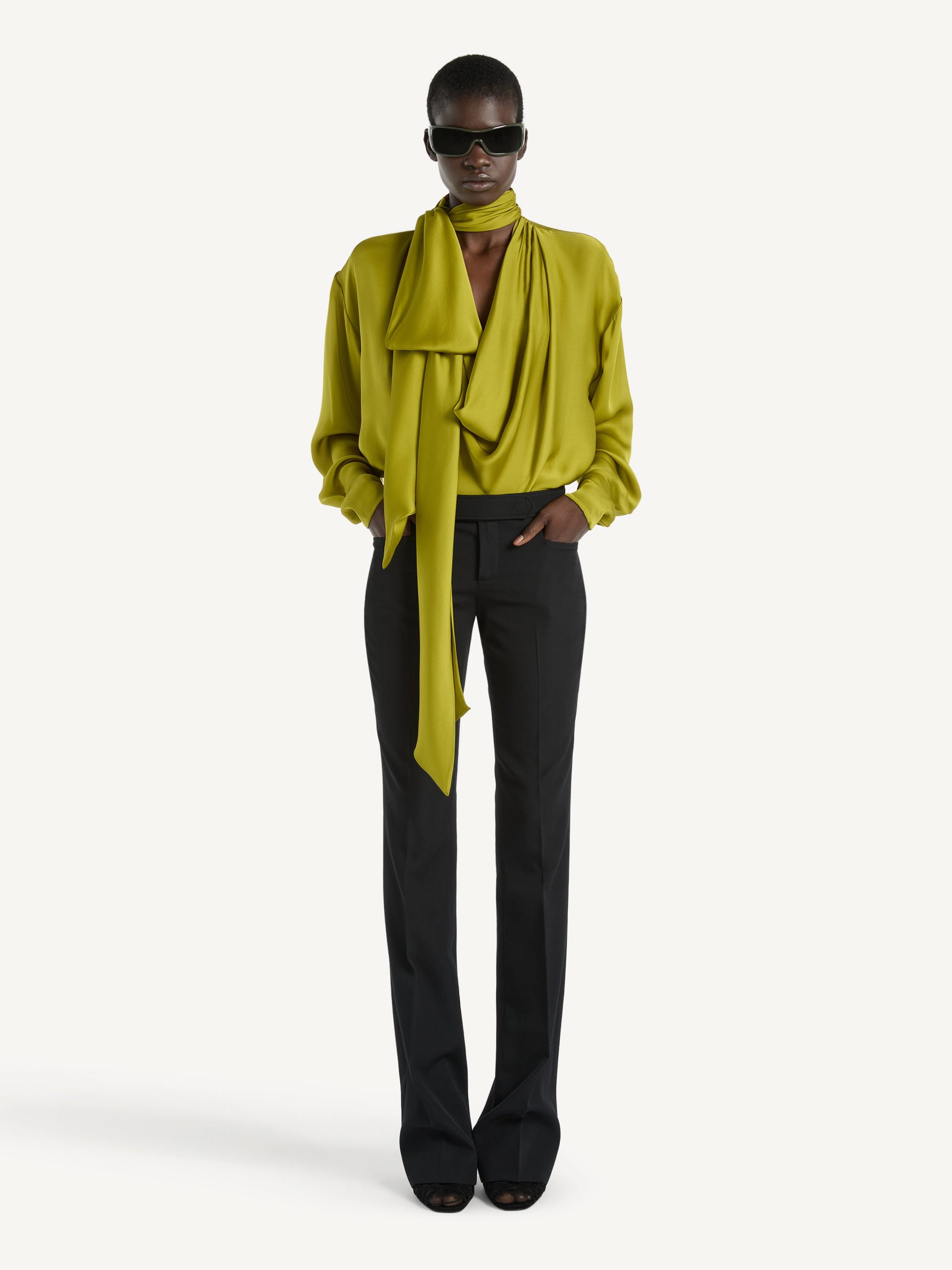 Balmain Blouse drapée en soie charmeuse