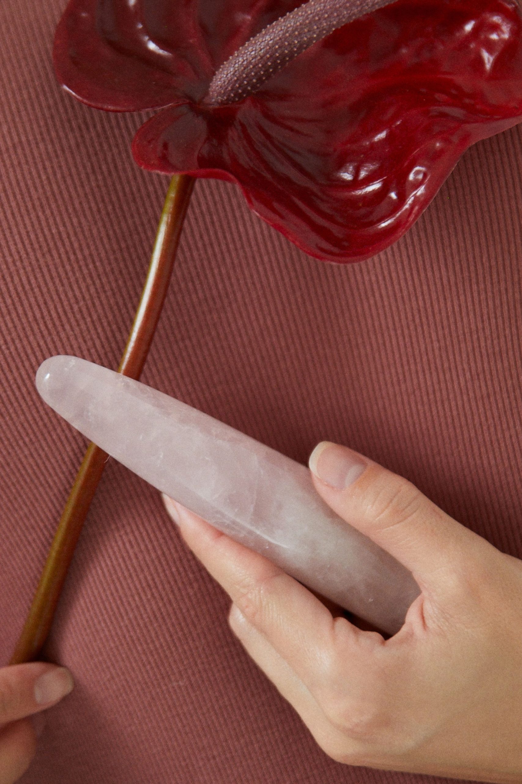 Dame Slim Rose Quartz Crystal Dildo