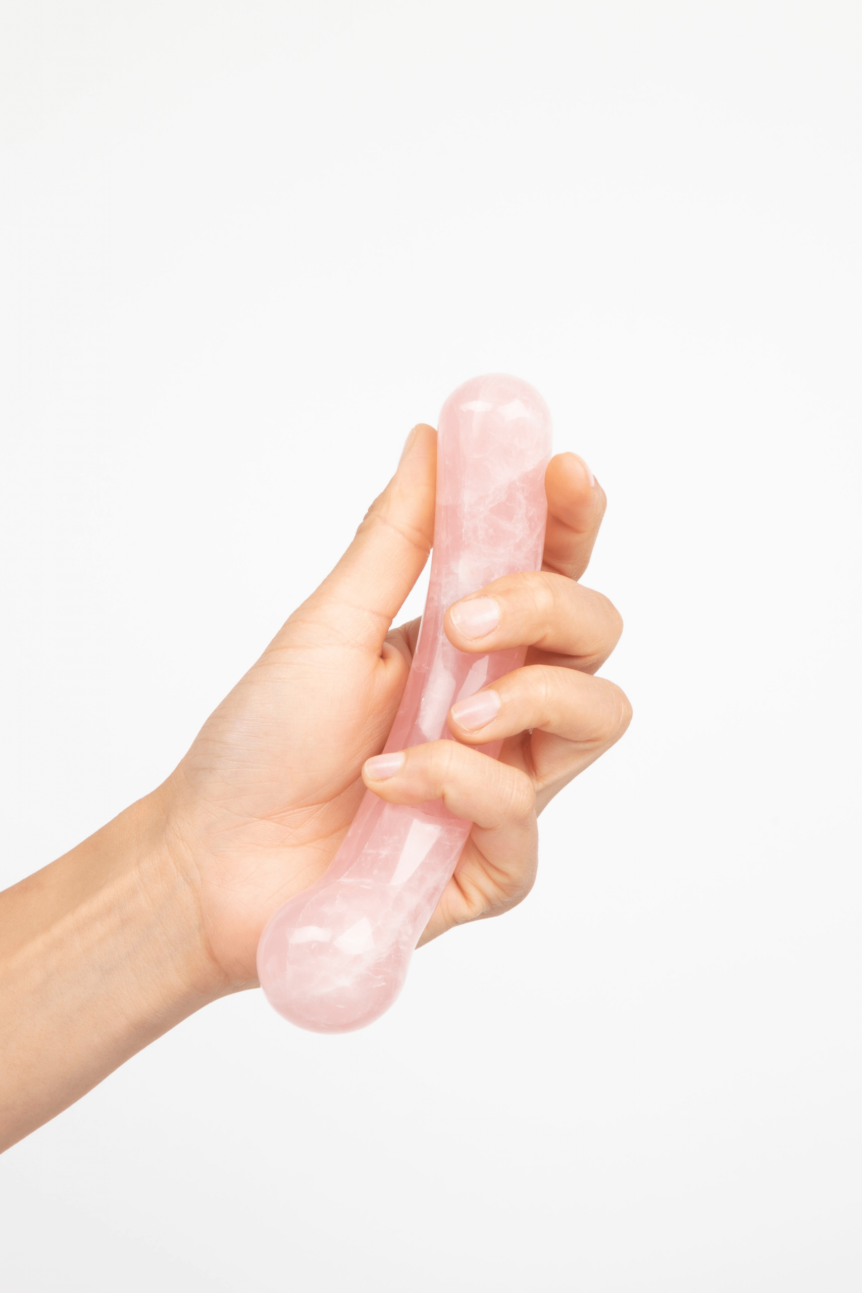 Dame Curve Rose Quartz Crystal Dildo