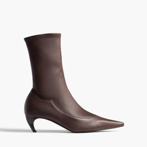 Khaite Valerie Mid-Calf Boot in Chocolate