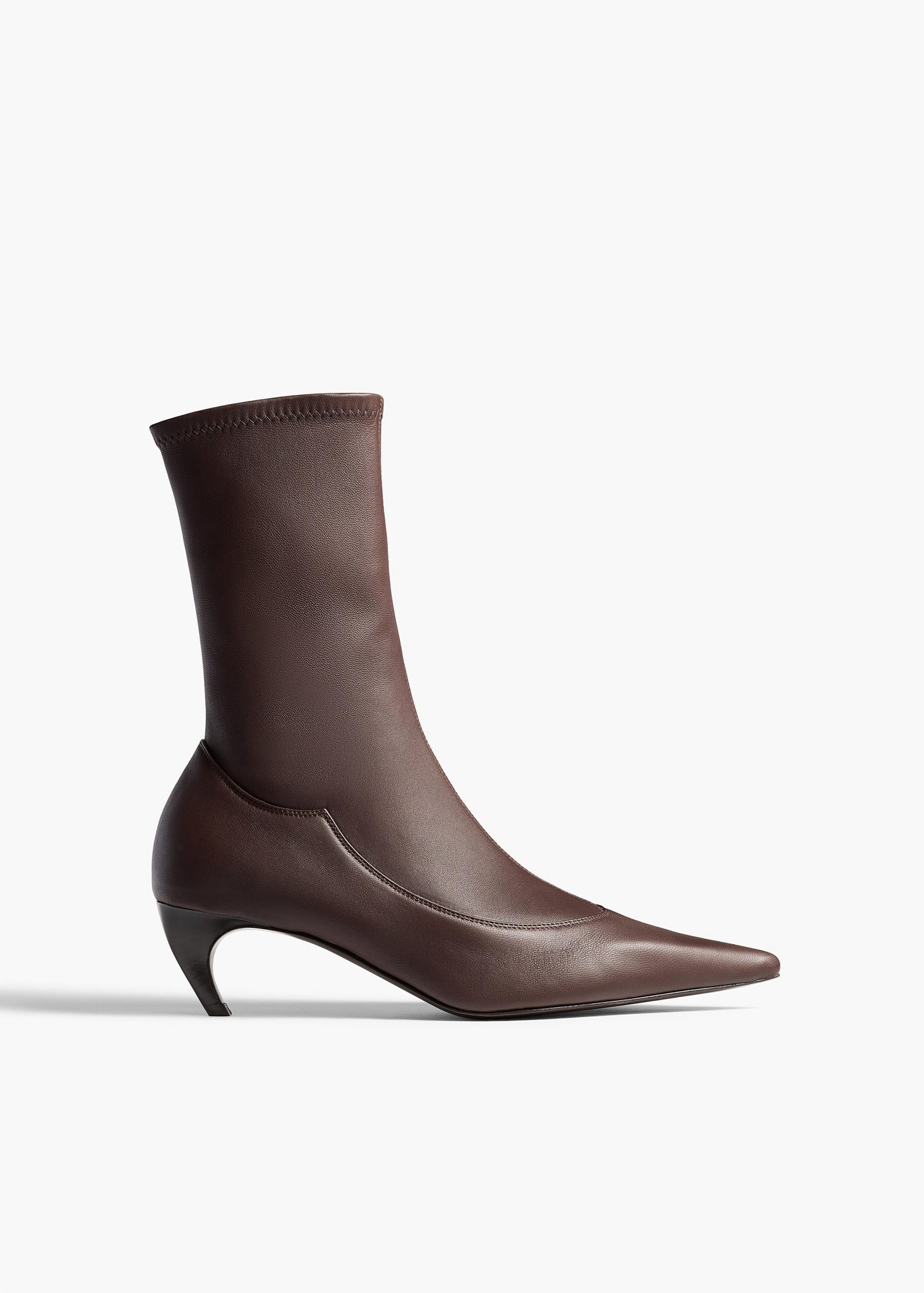 Khaite Valerie Mid-Calf Boot in Chocolate