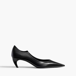 Khaite Valerie Low Pump in Black Glazed Leather