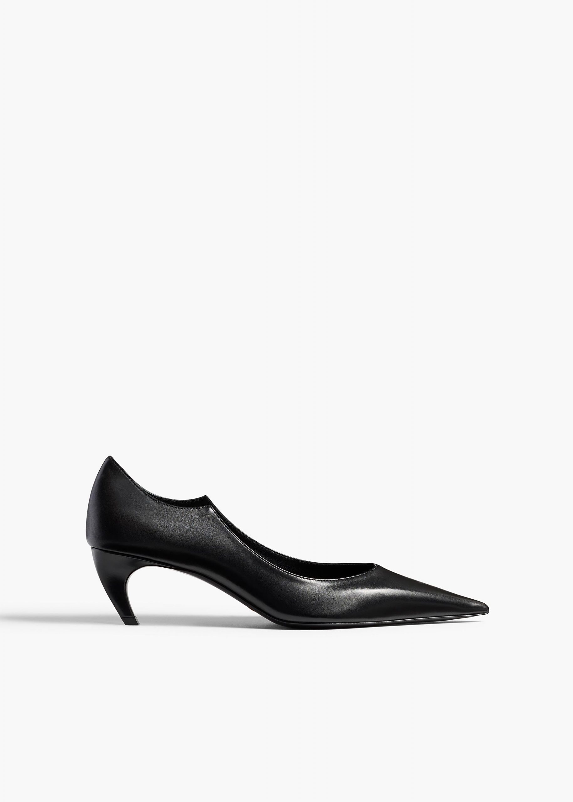 Khaite Valerie Low Pump in Black Glazed Leather