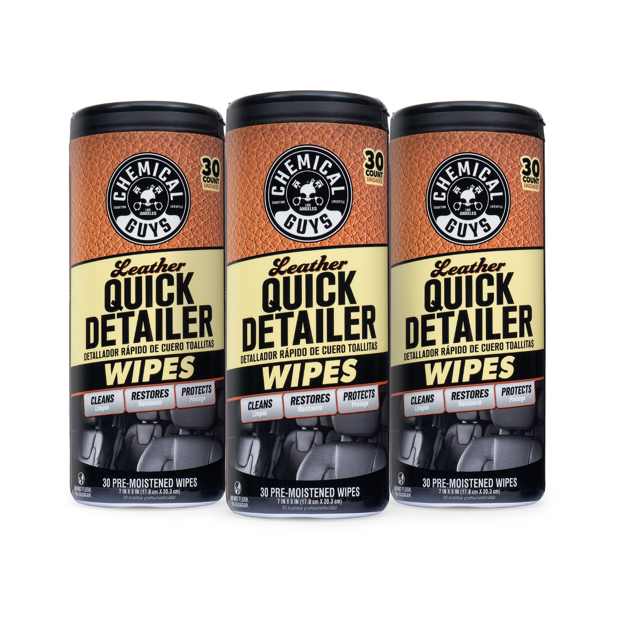 Chemical Guys Leather Quick Detailer Wipes 3-Pack Kit