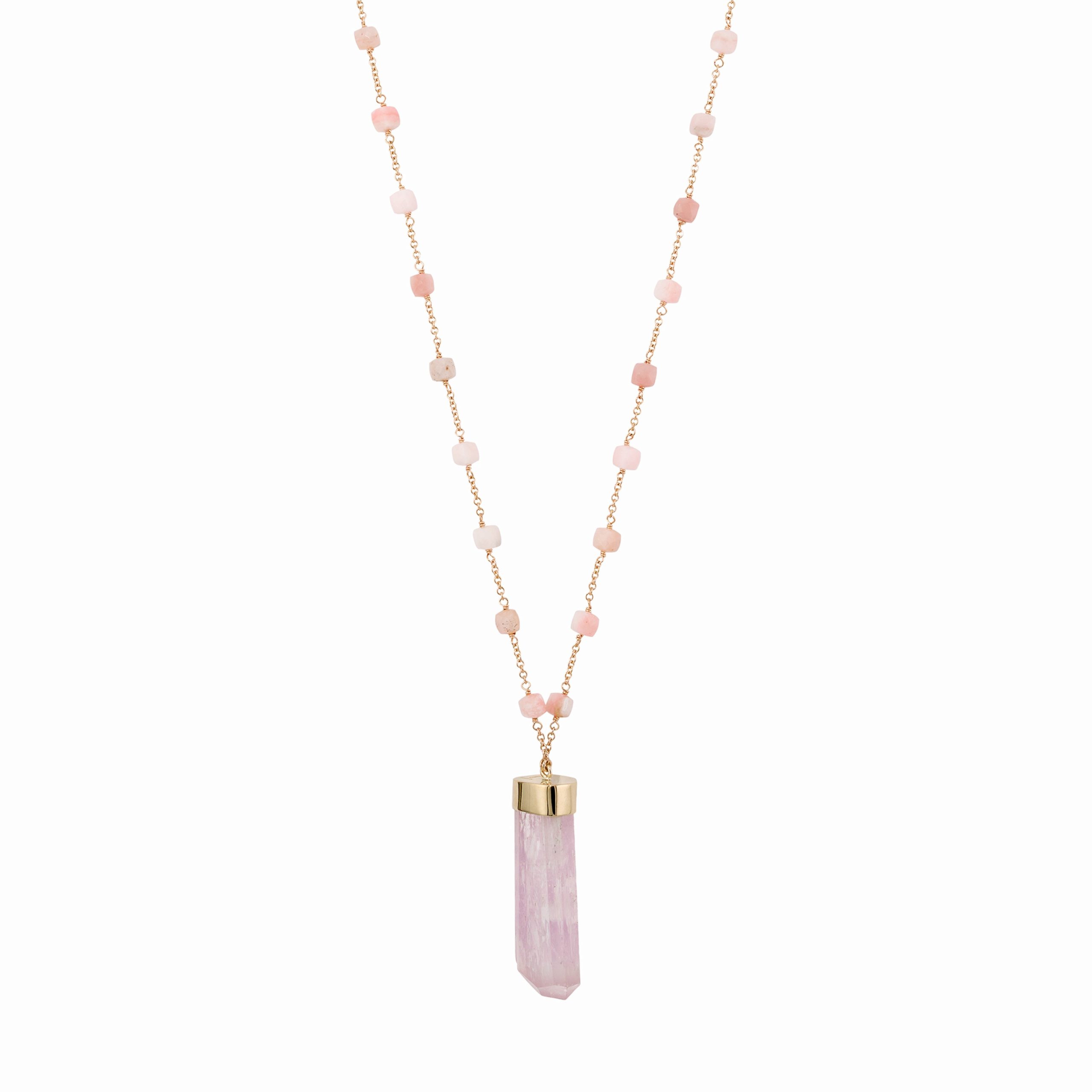 Jacquie Aiche Kunzite Crystal Opal Beaded Chain Necklace
