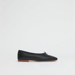Mansurgavriel Square Toe Ballerina - Black