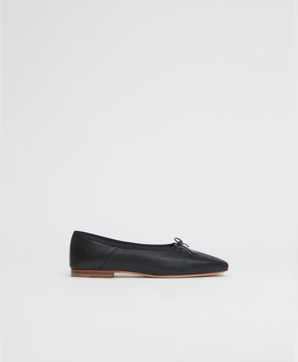 Mansurgavriel Square Toe Ballerina - Black