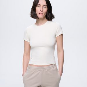 Pangaia Womens Rib T-Shirt—Bone White