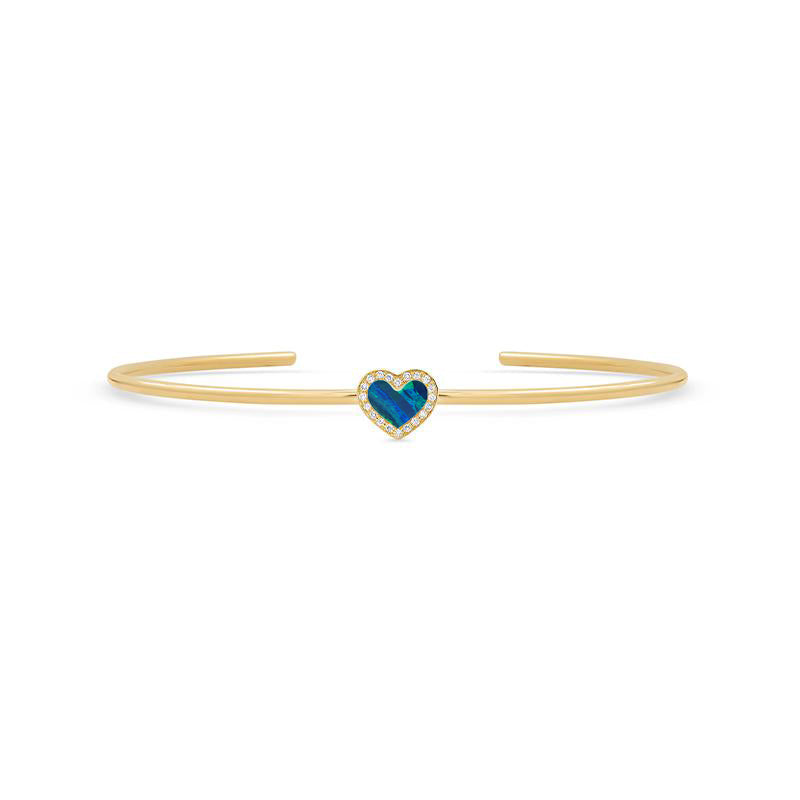Jennifer Meyer Opal Inlay Heart Cuff with Diamonds