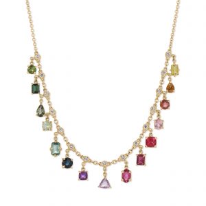 Jacquie Aiche Multi Shape Tourmaline + Sophia Diamond Shaker Necklace