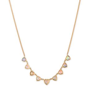 Jacquie Aiche 9 Graduated Opal Bezel Heart Curb Chain Necklace