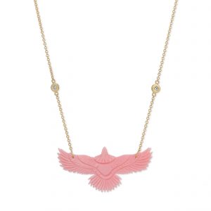 Jacquie Aiche Medium Pink Conch Shell Thunderbird 2 Diamond Necklace