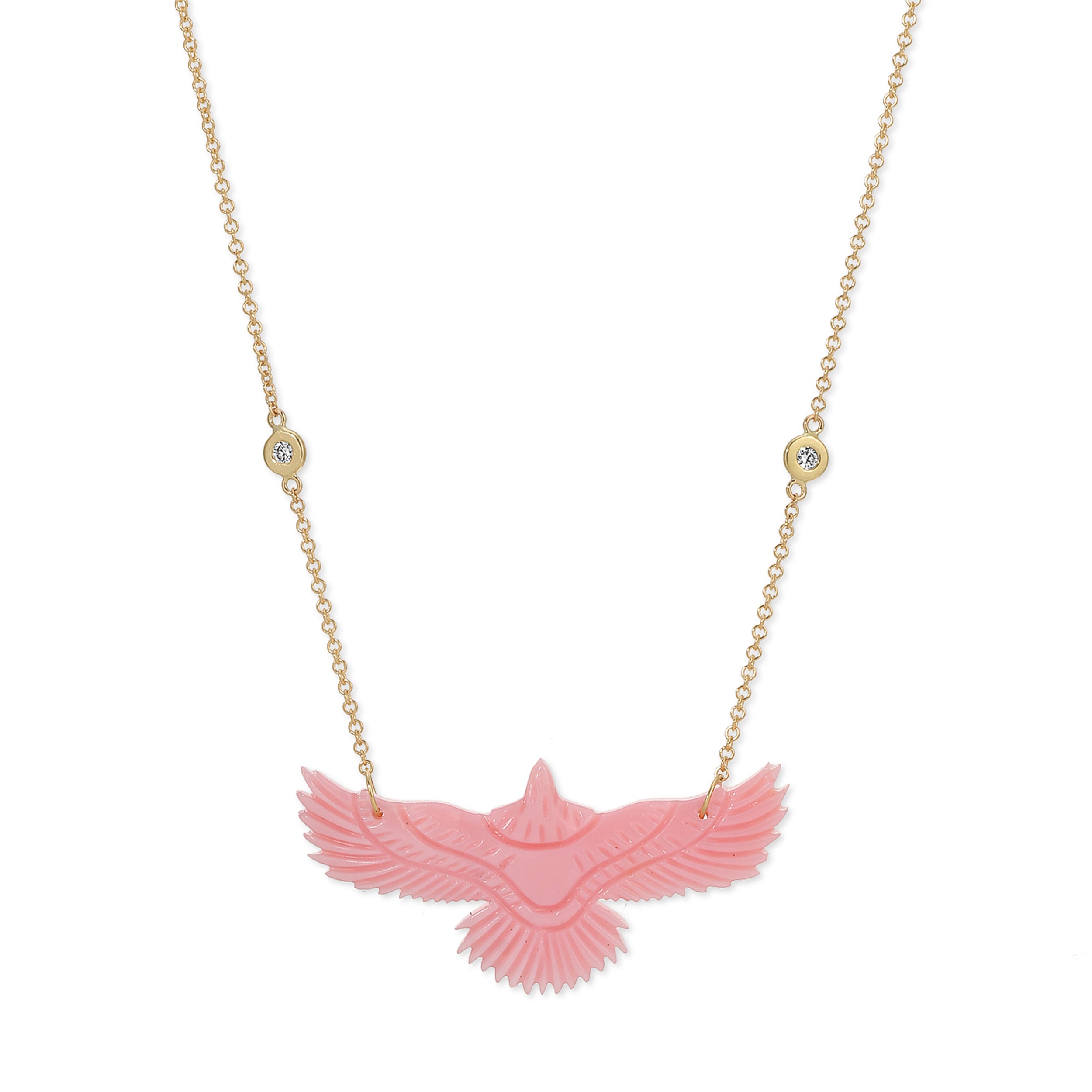 Jacquie Aiche Medium Pink Conch Shell Thunderbird 2 Diamond Necklace