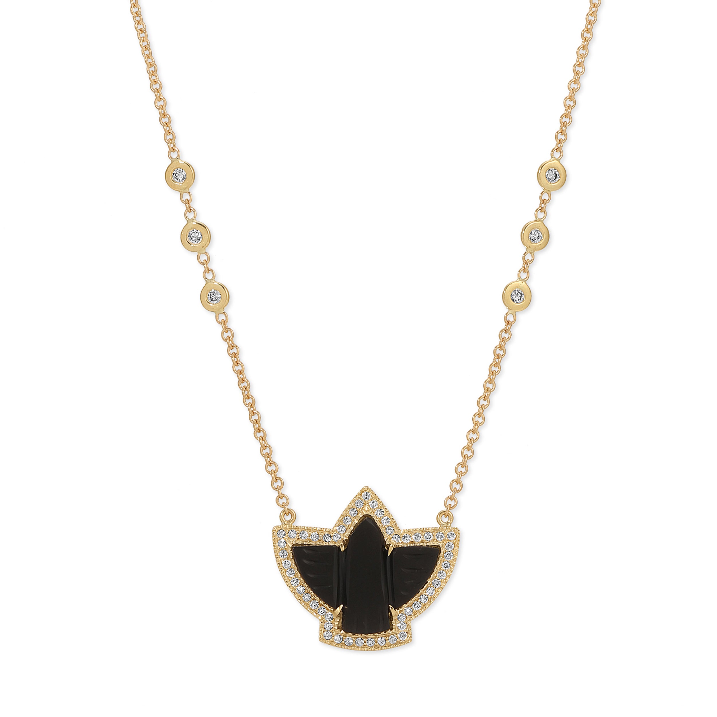 Jacquie Aiche Pave Baby Onyx Thunderbird Necklace