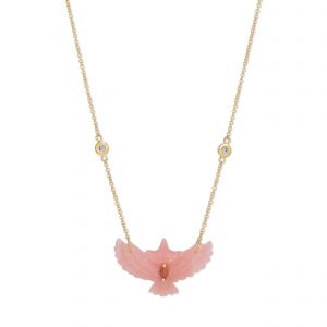 Jacquie Aiche Pink Tourmaline Marquise Small Pink Opal Thunderbird 2 Diamond Necklace